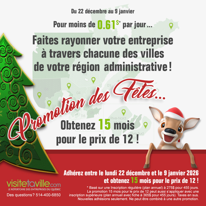 Promotion Nouvelle adhésion au Bottin Visitetaville